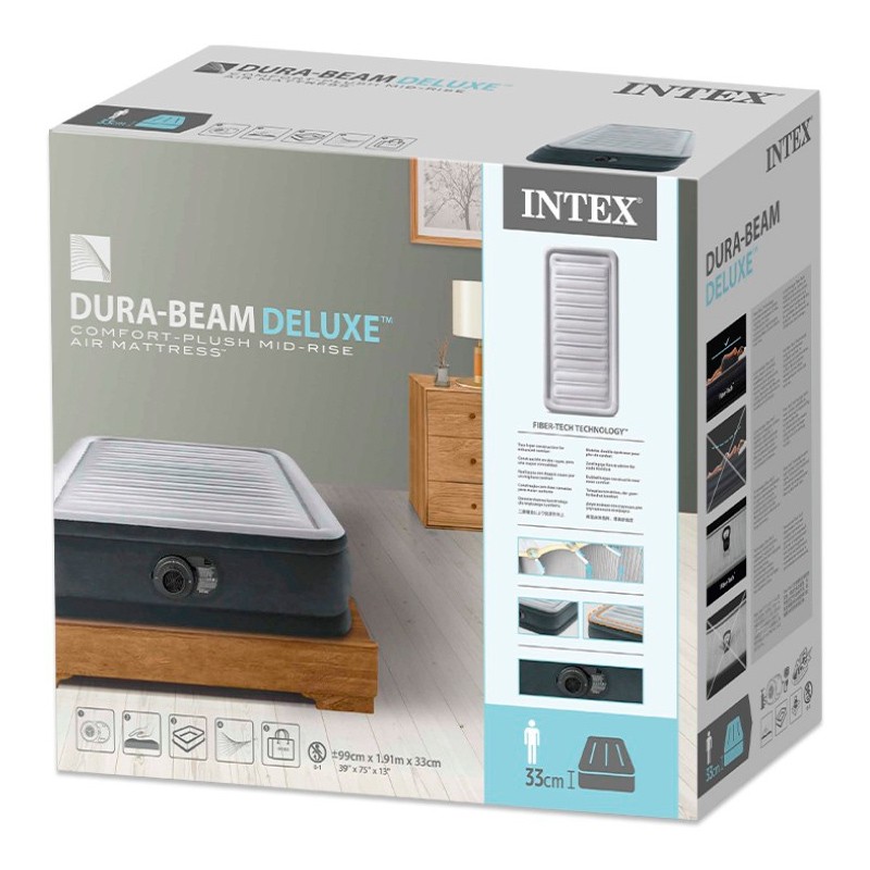 Colchón Hinchable Intex Dura-beam Deluxe Comfort-plush - Gris