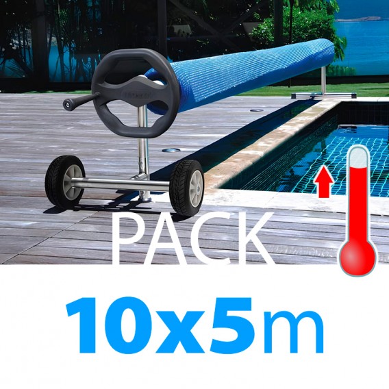 Pack manta térmica verano + enrollador piscinas 10x5 m