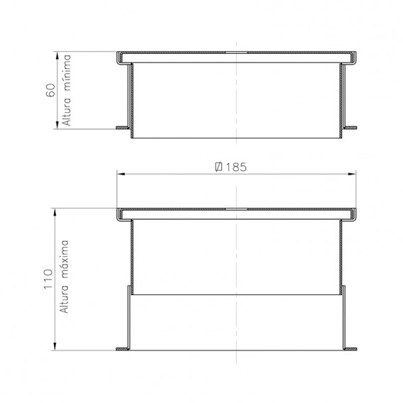 Dimensiones tapa telescópica para skimmers Inox AstralPool