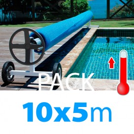 Pack manta térmica verano + enrollador piscinas 10x5 m